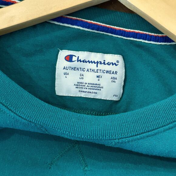 Champion Powerblend Pullover Sweatshirt Womens L Jade Green Classic Crewneck - Picture 8 of 10